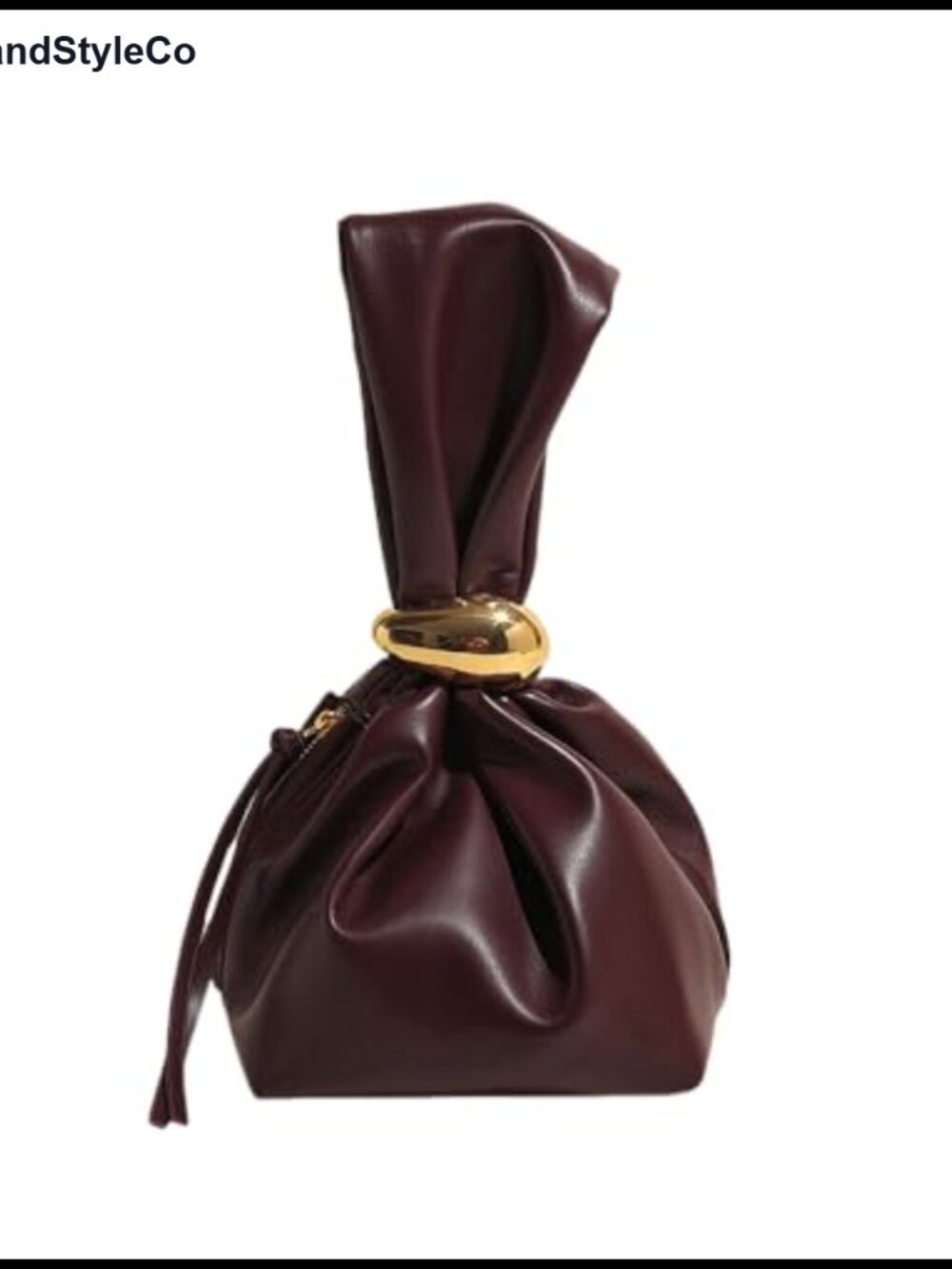Burgundy Wristlet Clutch PU Leather Knot Purse Tote for Women Wedding Party